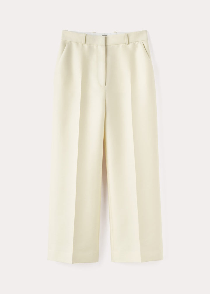 Totême Cropped wool suit trousers macadamia