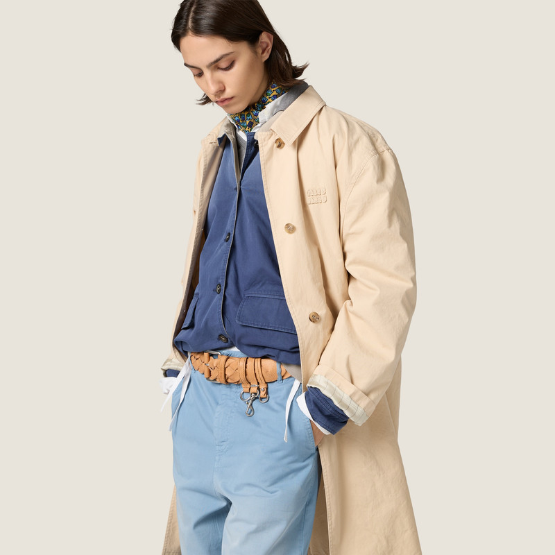 Old gabardine single-breasted trench coat 5