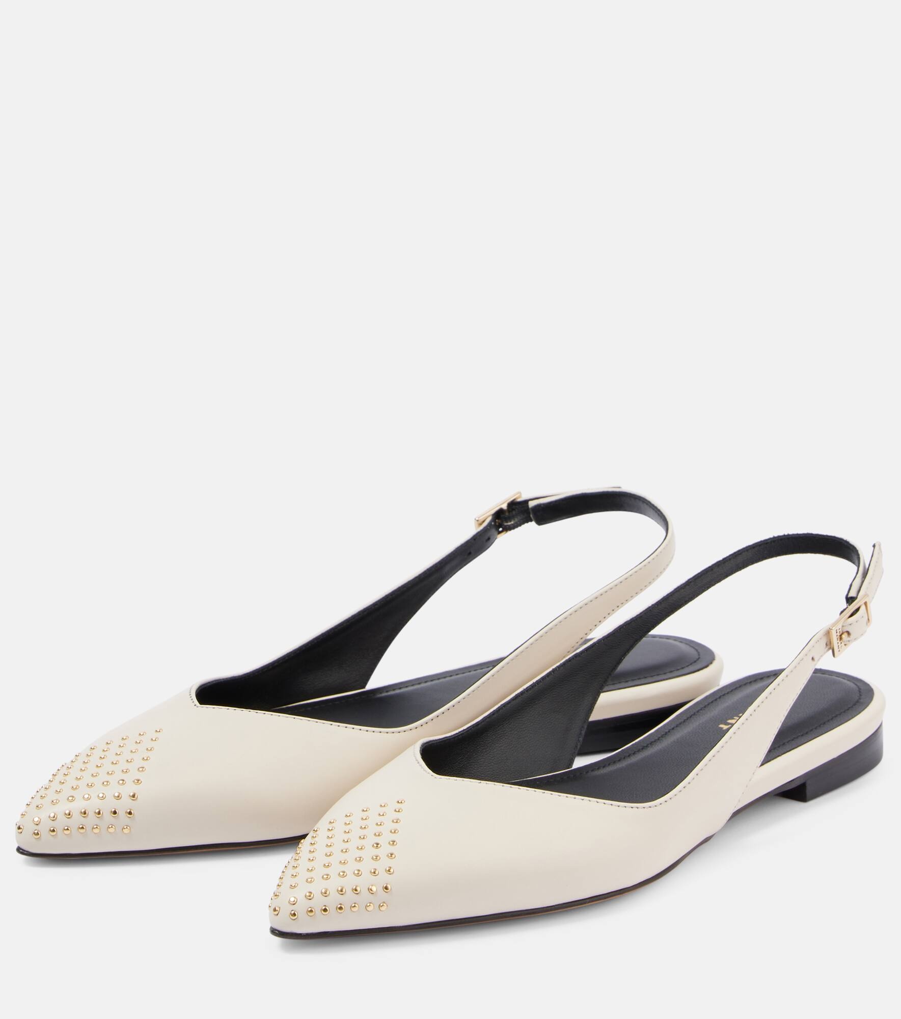 Branee studded leather slingback flats - 4