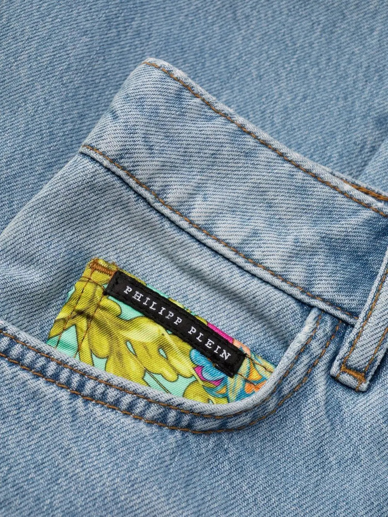 floral insert flared jeans 8