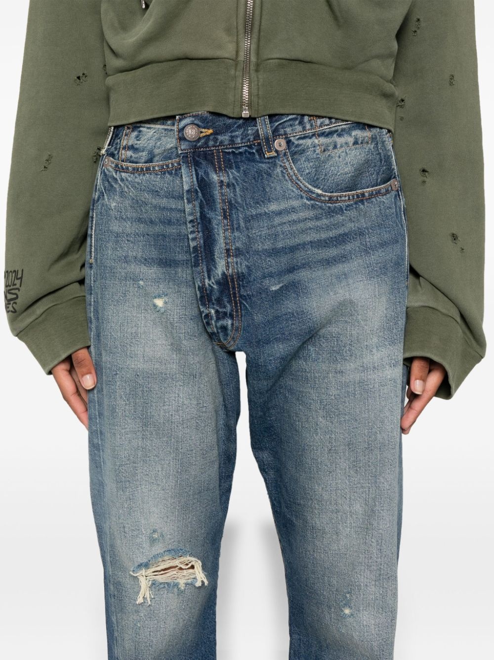 Crossover distressed skinny jeans - 5