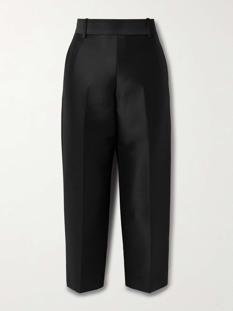 Cam cropped wool and silk-blend faille straight-leg pants Black - 1