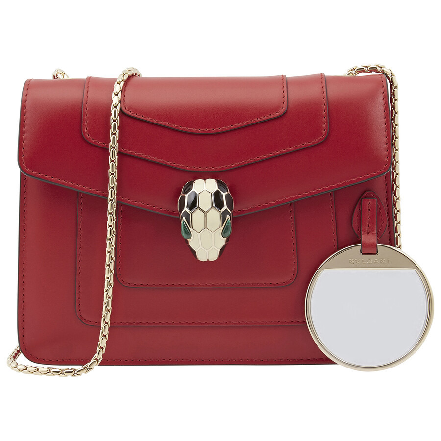 Bvlgari Serpenti Forever Leather Crossbody Bag- Red - 4