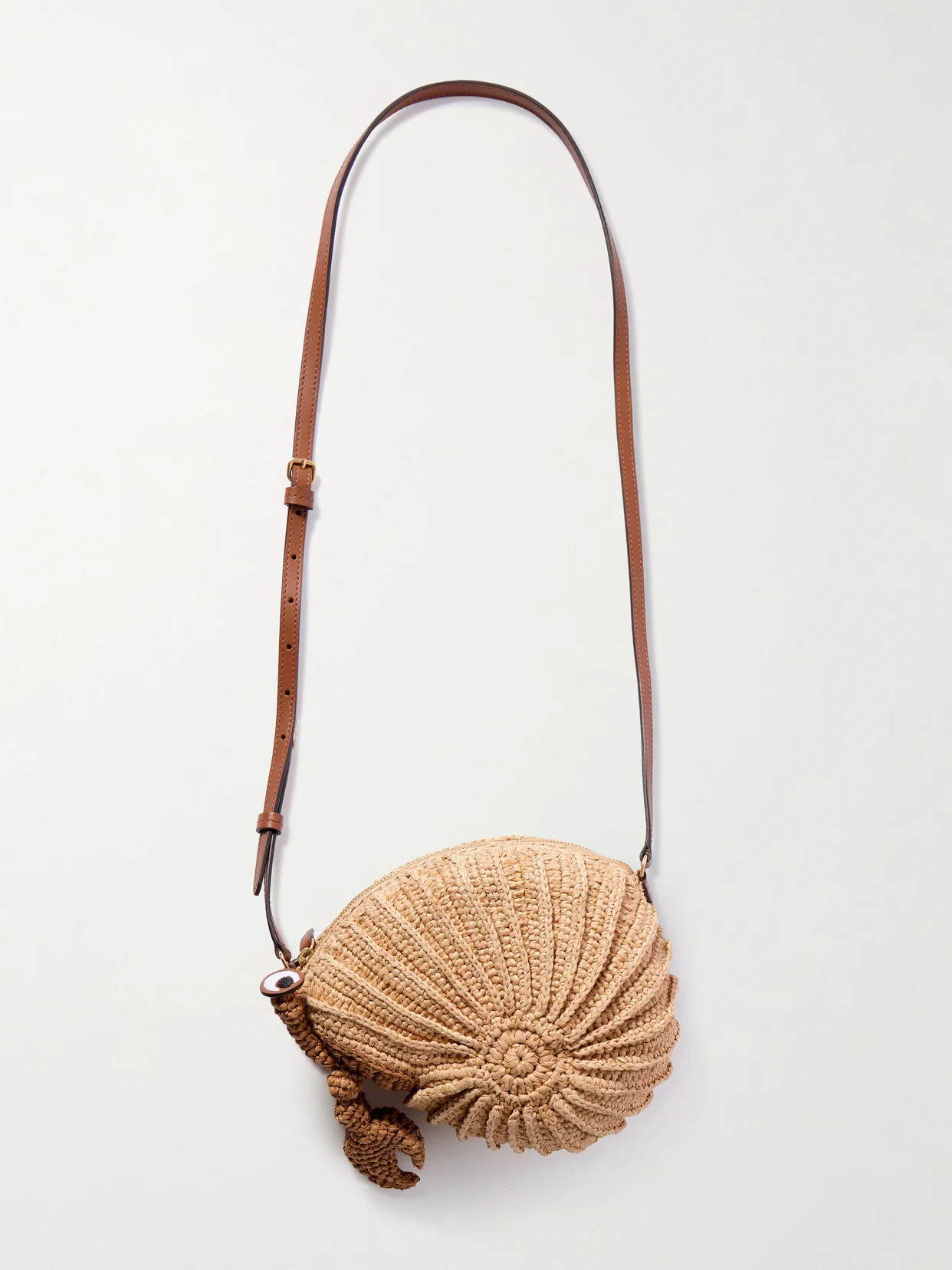 Hermit Crab Leather-trimmed Raffia Shoulder Bag - 1