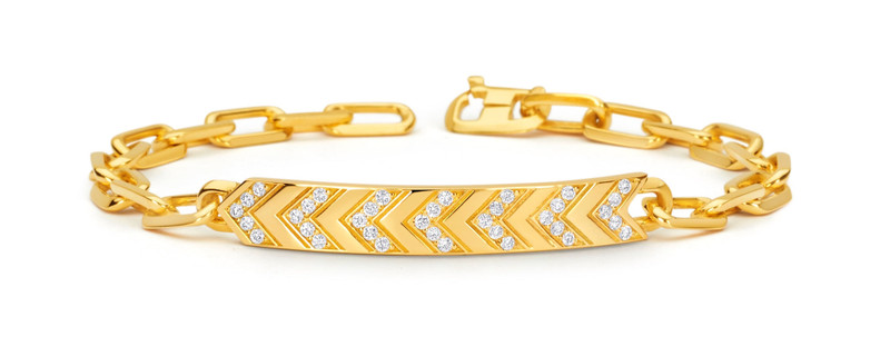 SPRWMN YELLOW GOLD DIAMOND CHEVRON CHAIN BRACELET outlook