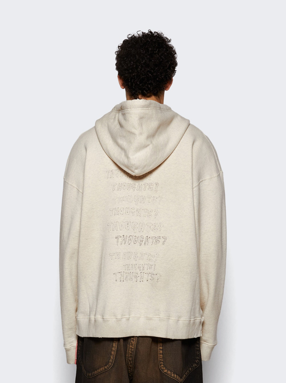 Distressed Zip Up Hoodie White - 4