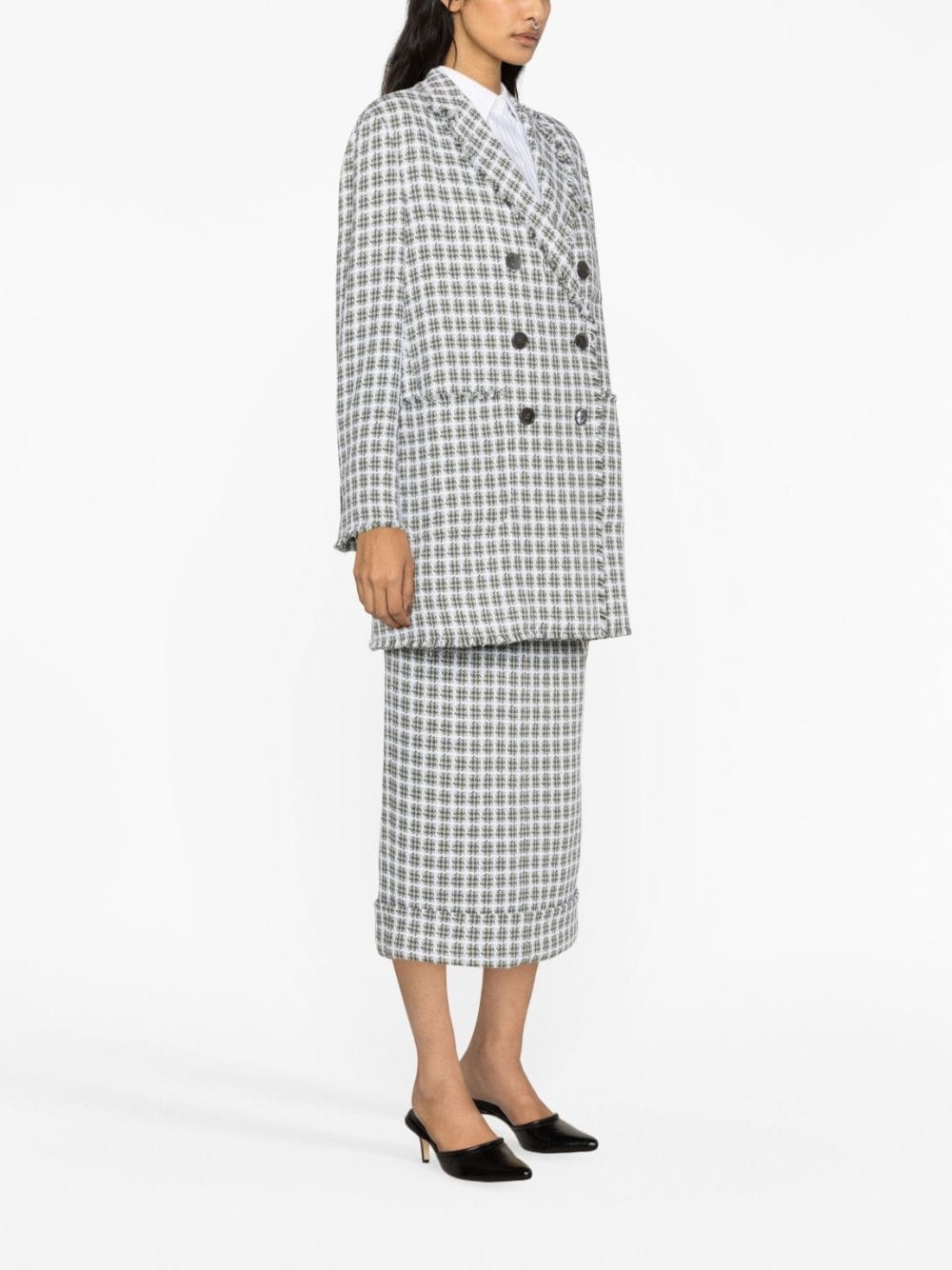 check-pattern oversize coat - 4