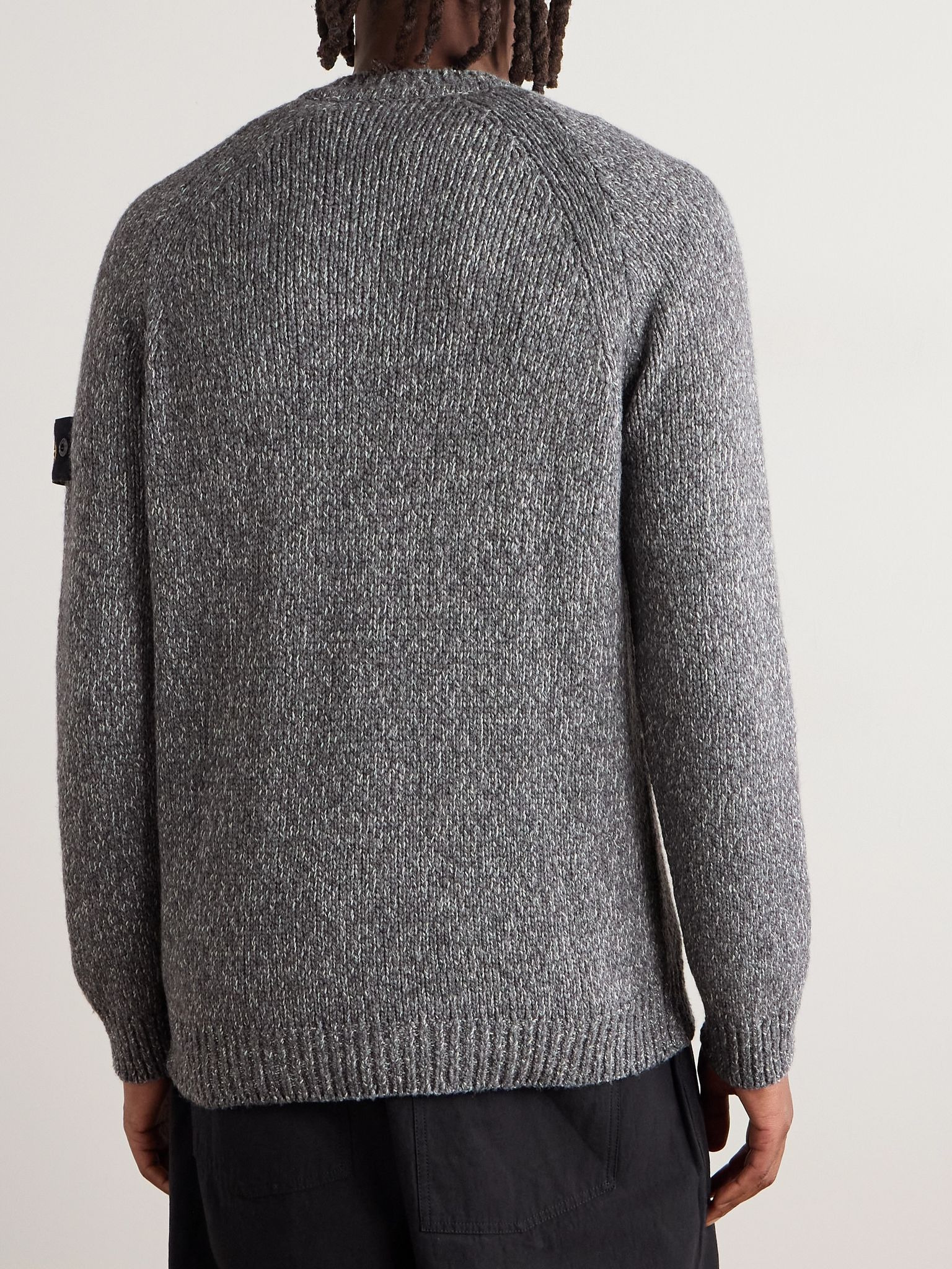 Logo-Appliquéd Knitted Sweater Gray - 3