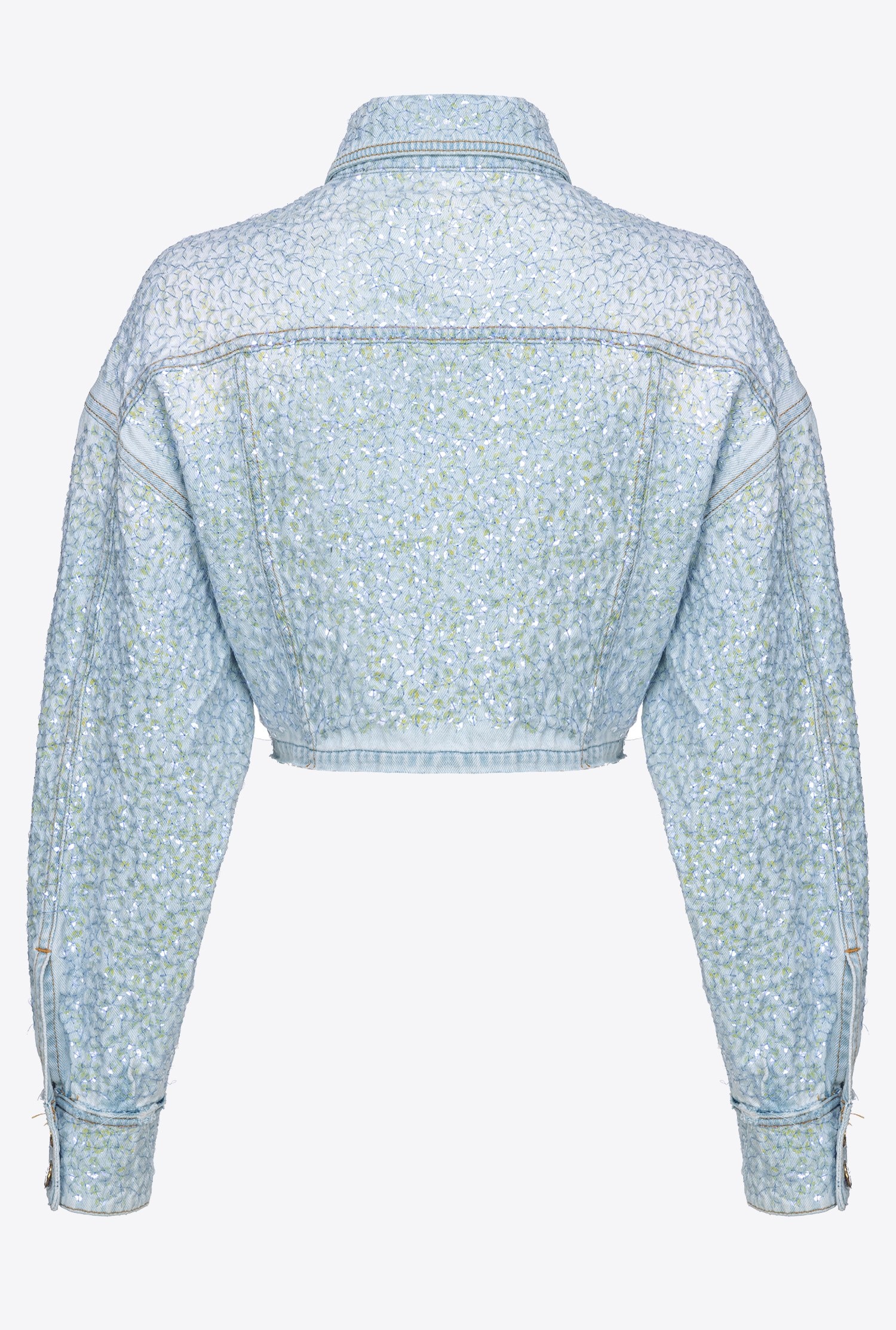 CROPPED DENIM JACKET WITH SEQUINS - 2