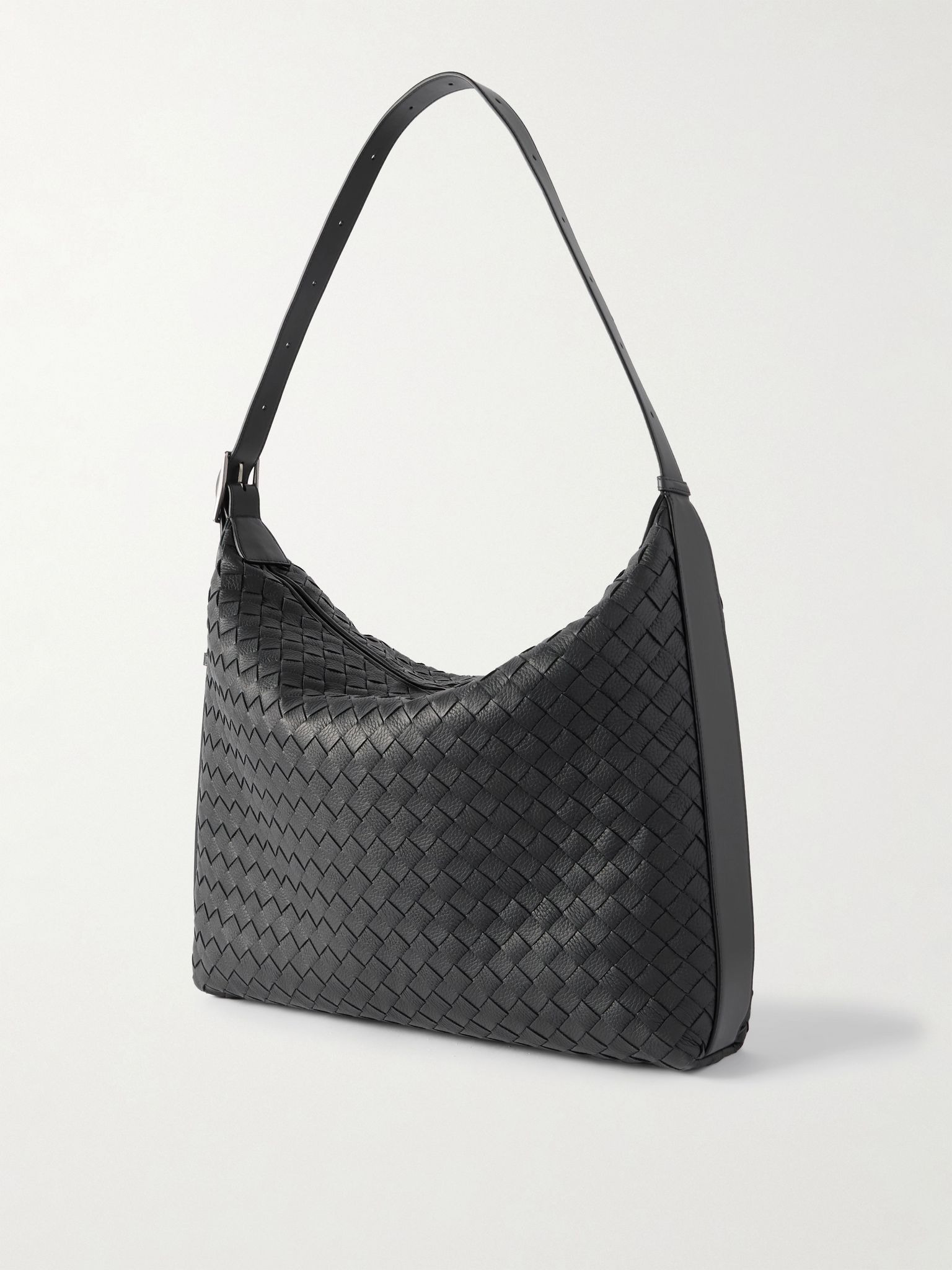 Intrecciato Textured-Leather Tote Bag Blue - 3