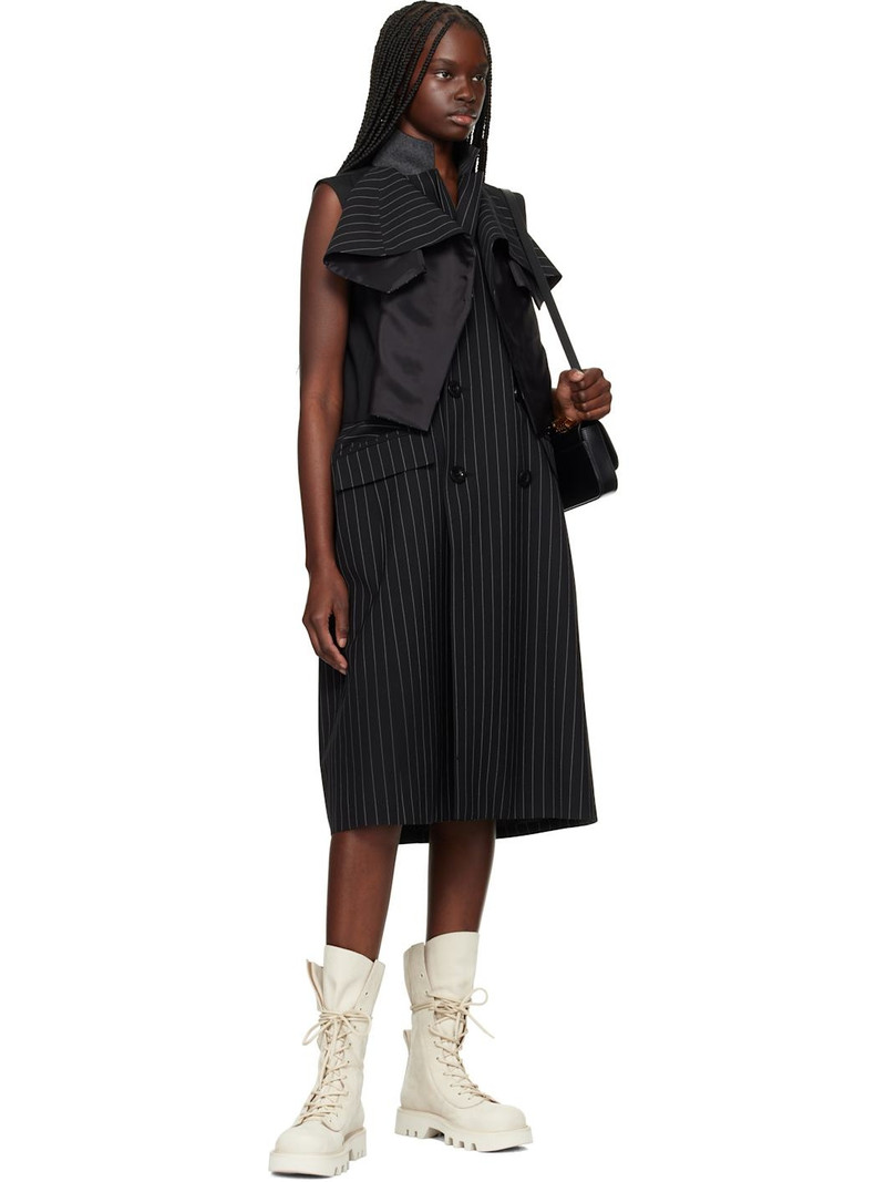 sacai Black Wool Silk Suiting Midi Dress outlook