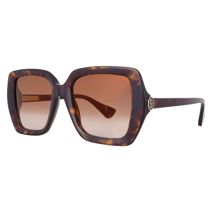 Cartier C Decor Brown Multi Treatment Square Ladies Sunglasses CT0507S 002 54 - 2