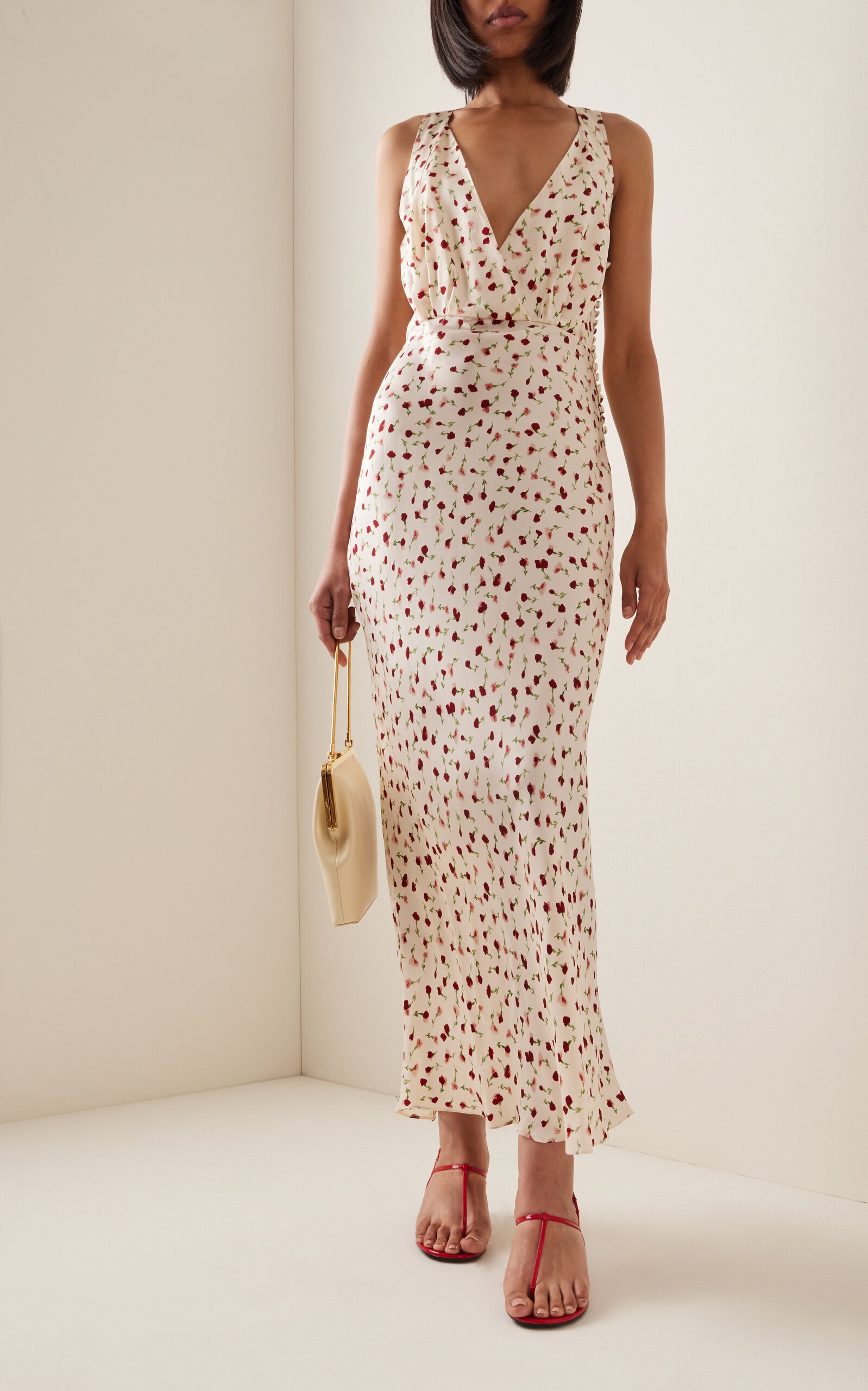 Milo Draped Floral Satin Maxi Dress print - 4