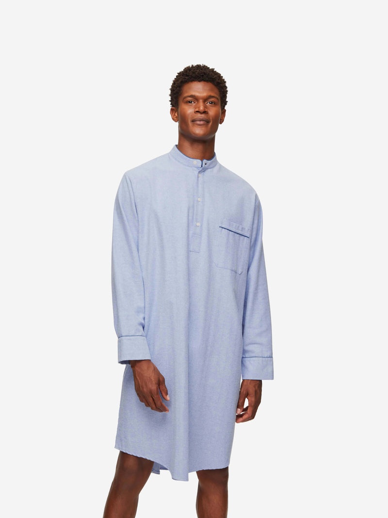 Men's Nightshirt Arran 24 Brushed Cotton Blue - 4