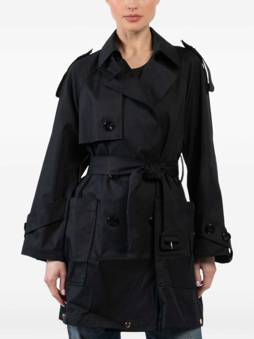 belted double-breasted trench coat - 4