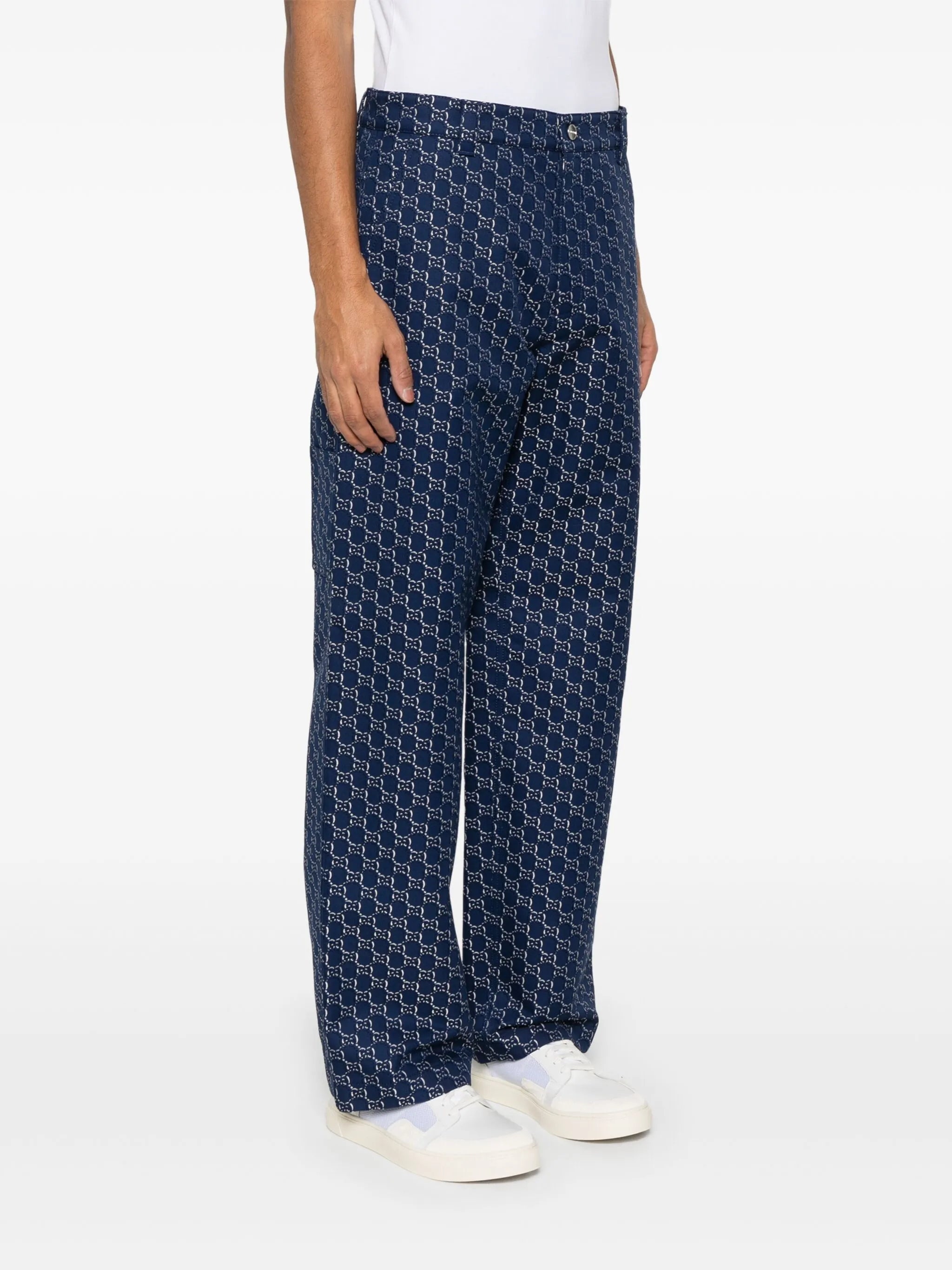 GG Shadow-jacquard Cotton Trousers - 2