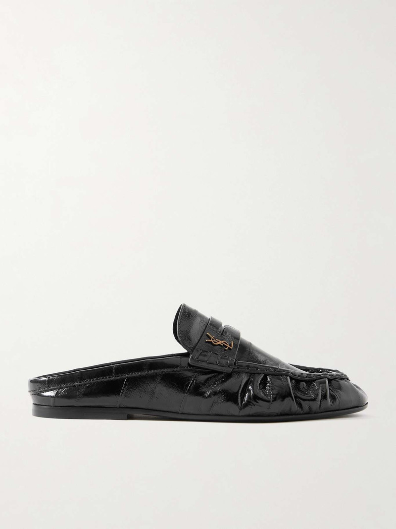 Le Loafer glossed-eel slippers Black 1