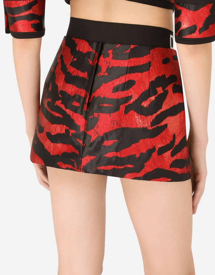 Tiger-design wrap skirt in lamé jacquard - 5