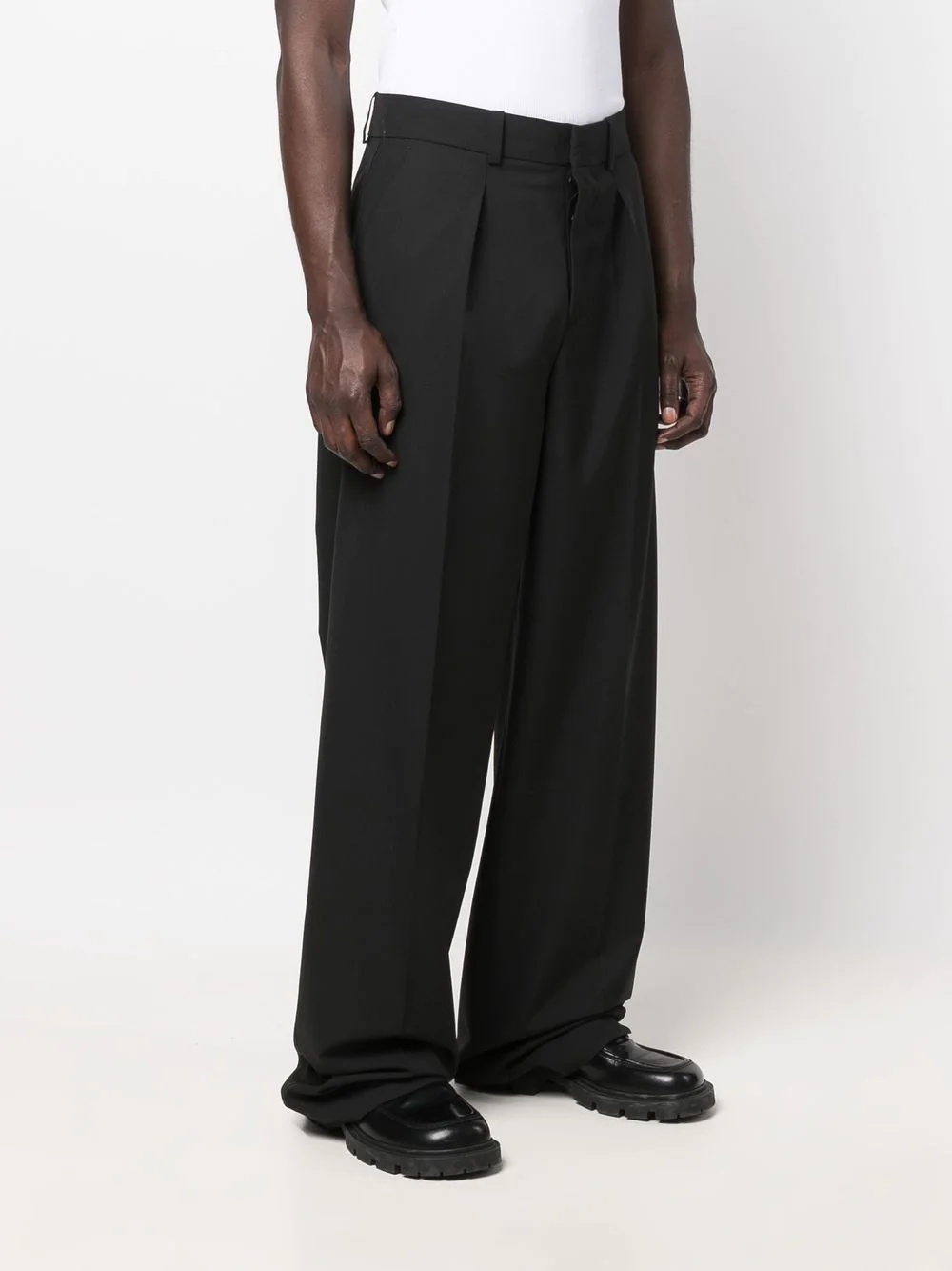 pleat-detail wide-leg trousers - 3