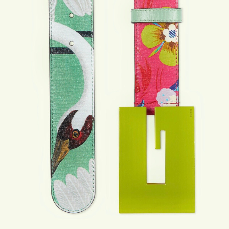 GUCCI Wild flower print belt with Square G outlook