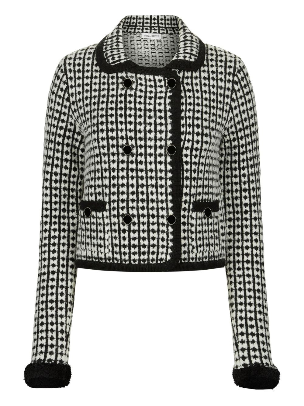 tweed-effect double-breasted jacket - 1