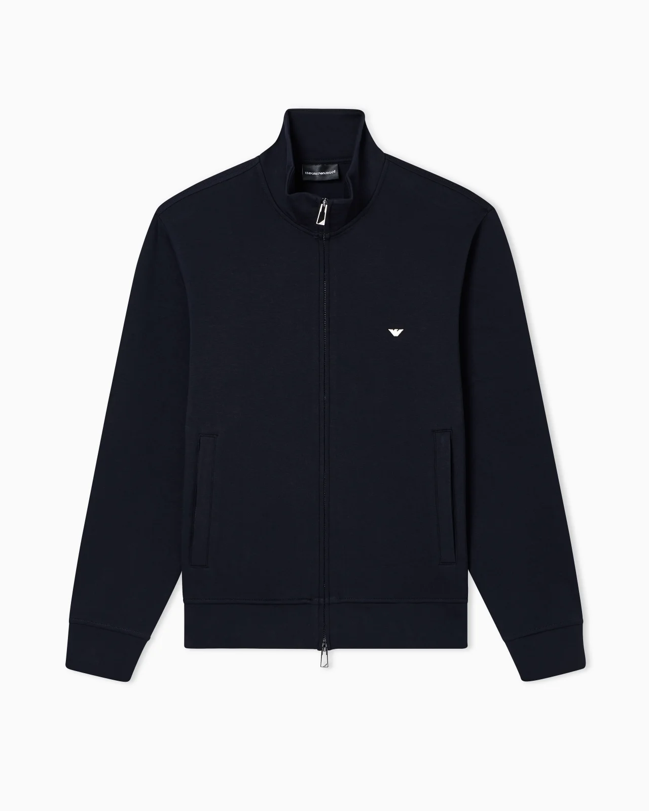 FULL-ZIP SWEATSHIRT IN DOUBLE JERSEY WITH MICRO EAGLE EMBROIDERY - 1