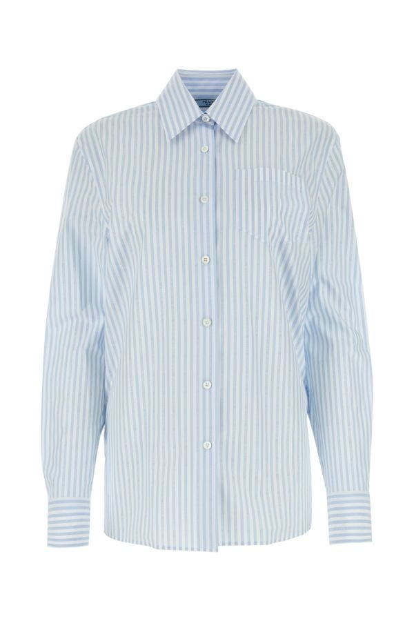 Prada Woman Embroidered Poplin Shirt - 1