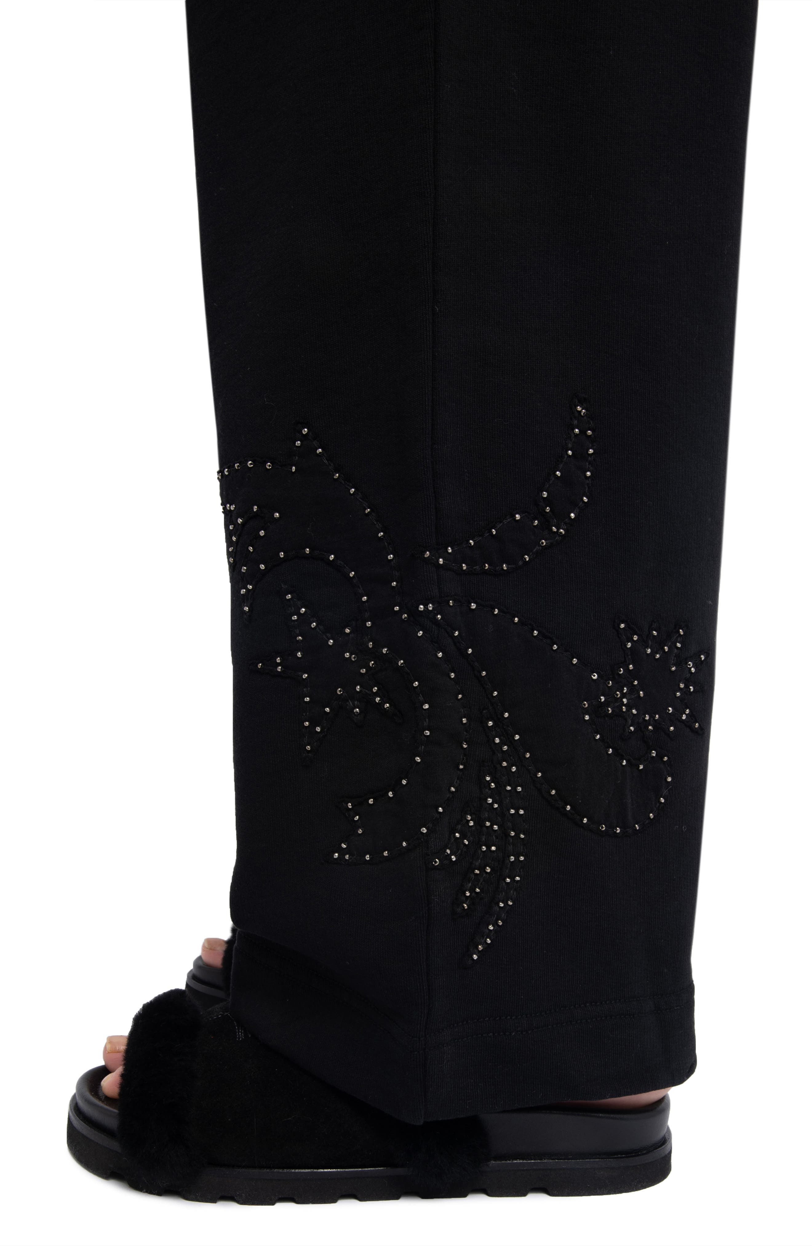 Zadig & Voltaire Clem Mo Patch Stud Cotton Wide Leg Sweatpants in Black at Nordstrom - 4
