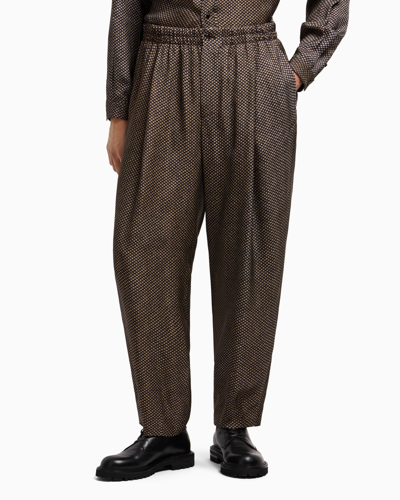 GIORGIO ARMANI PATTERNED VISCOSE RELAXED TROUSERS outlook
