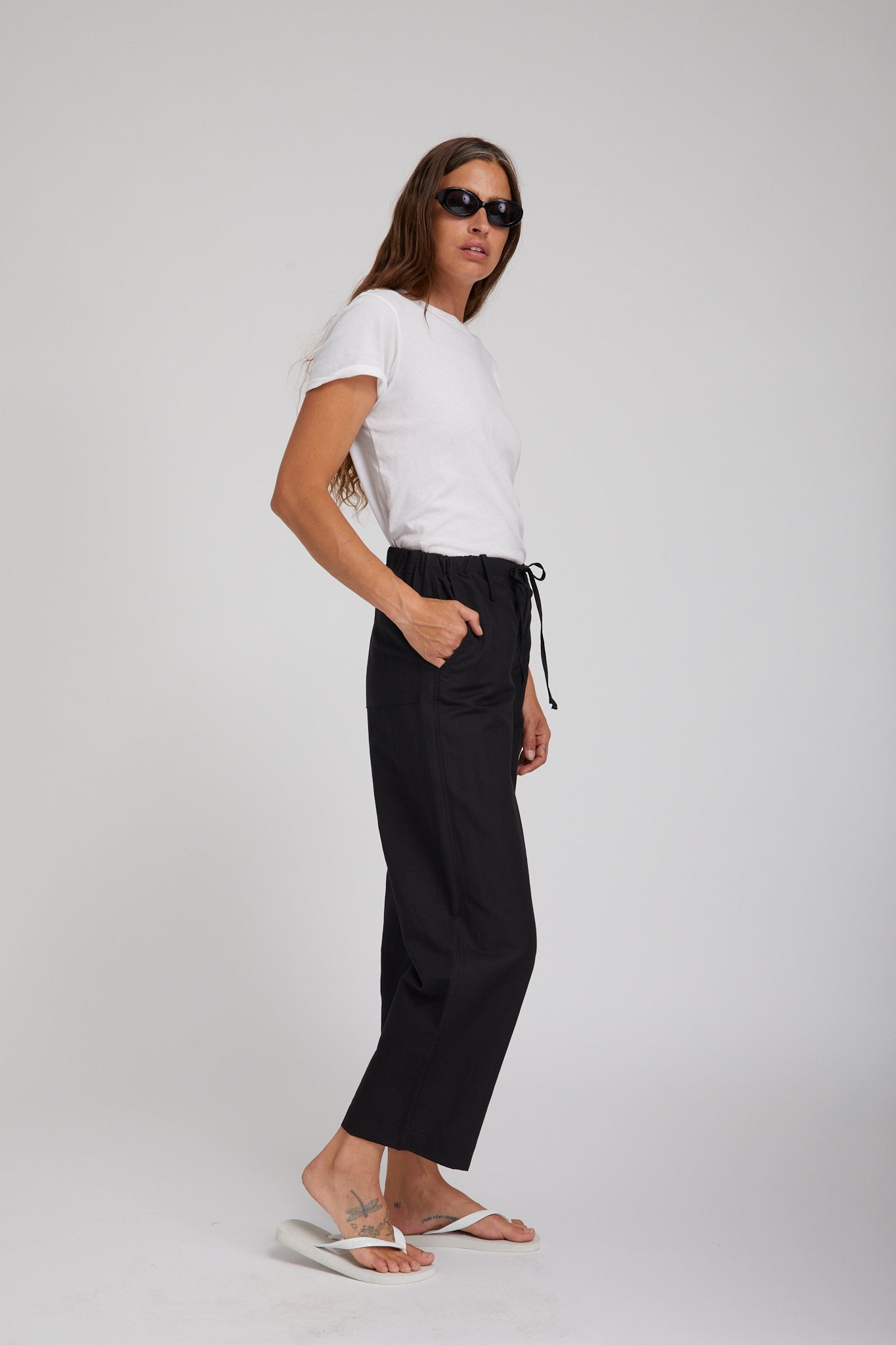 BLACK LINEN AMALFI PANTS - 3