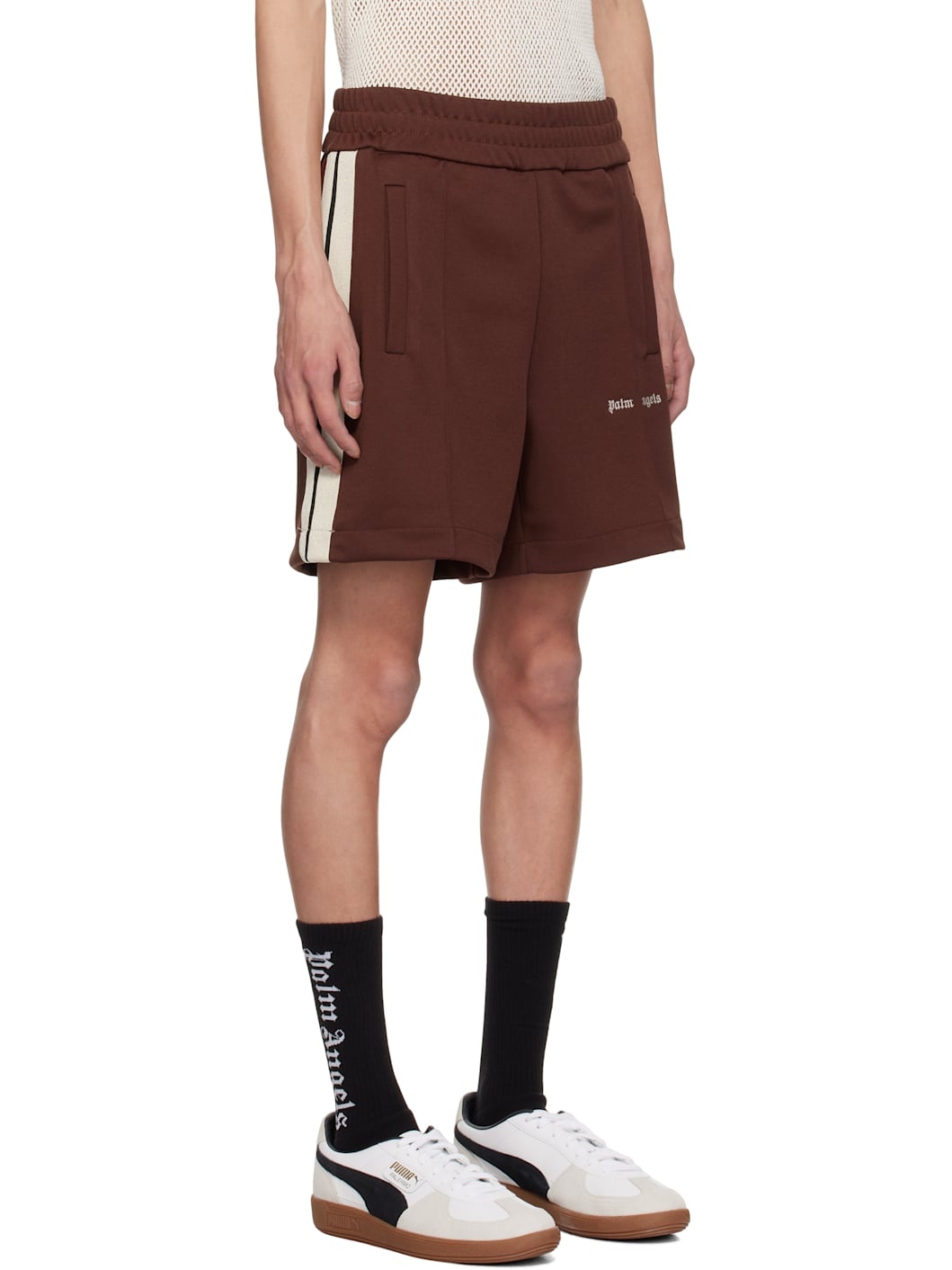 Burgundy Embroidered Logo Track Shorts - 2