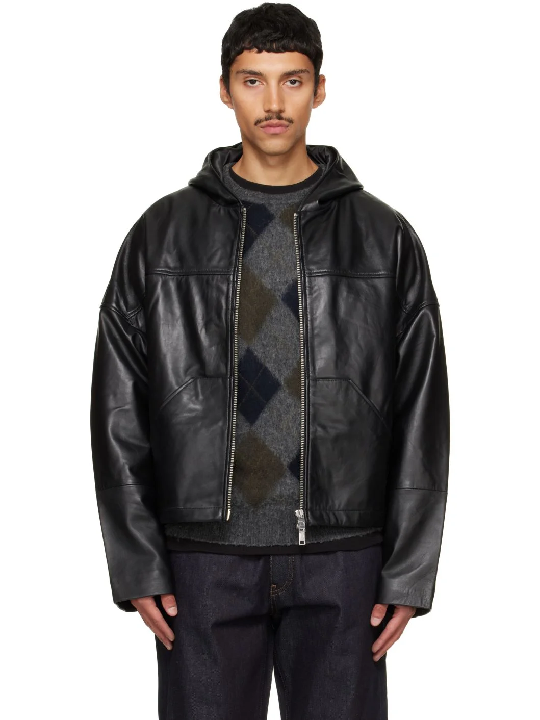 Black Hector Leather Hoodie - 1