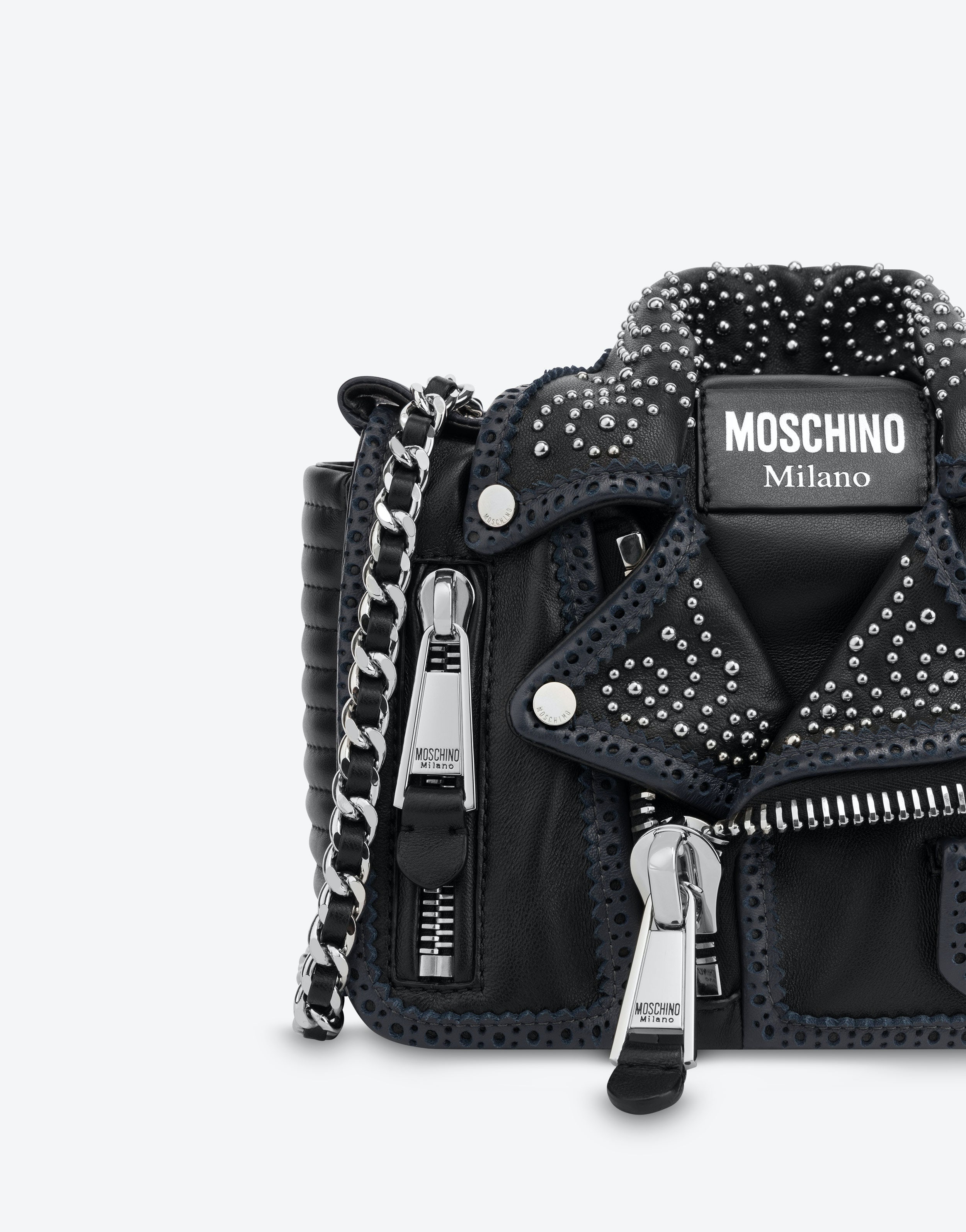 NAPPA LEATHER BIKER BAG WITH MICRO STUDS - 4