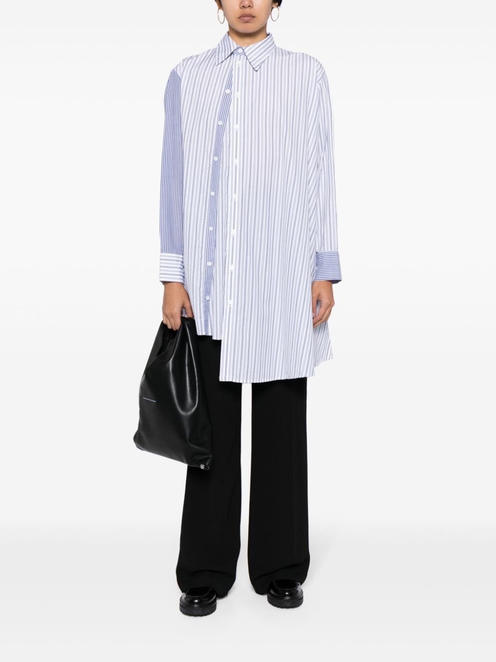 asymmetric striped cotton shirt - 2