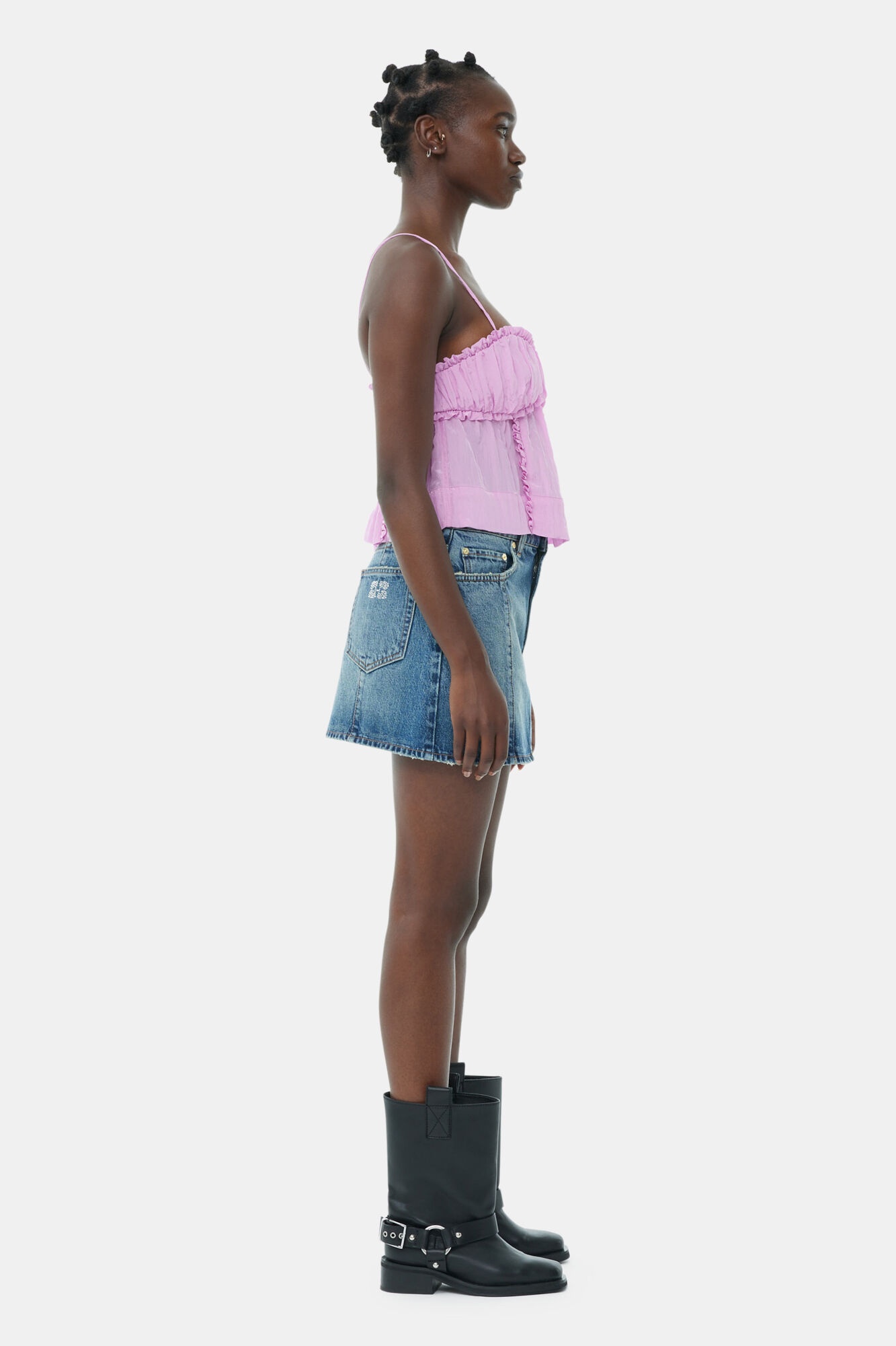 PINK SHINY TECH STRAP TOP - 4