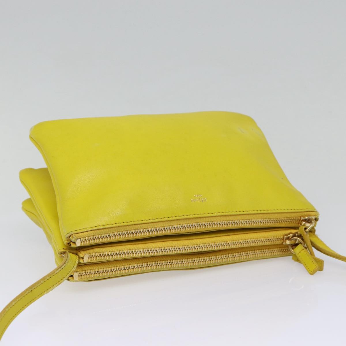 CELINE Trio Large Shoulder Bag Leather Yellow Gold - 6