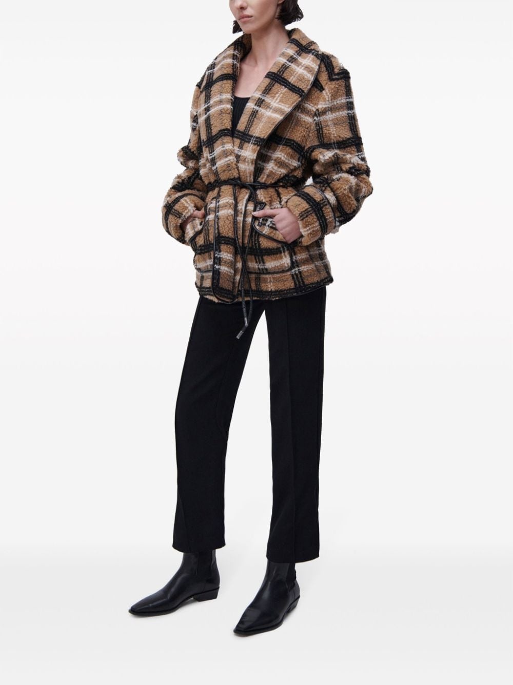 Kimia belted-waist shearling jacket - 3