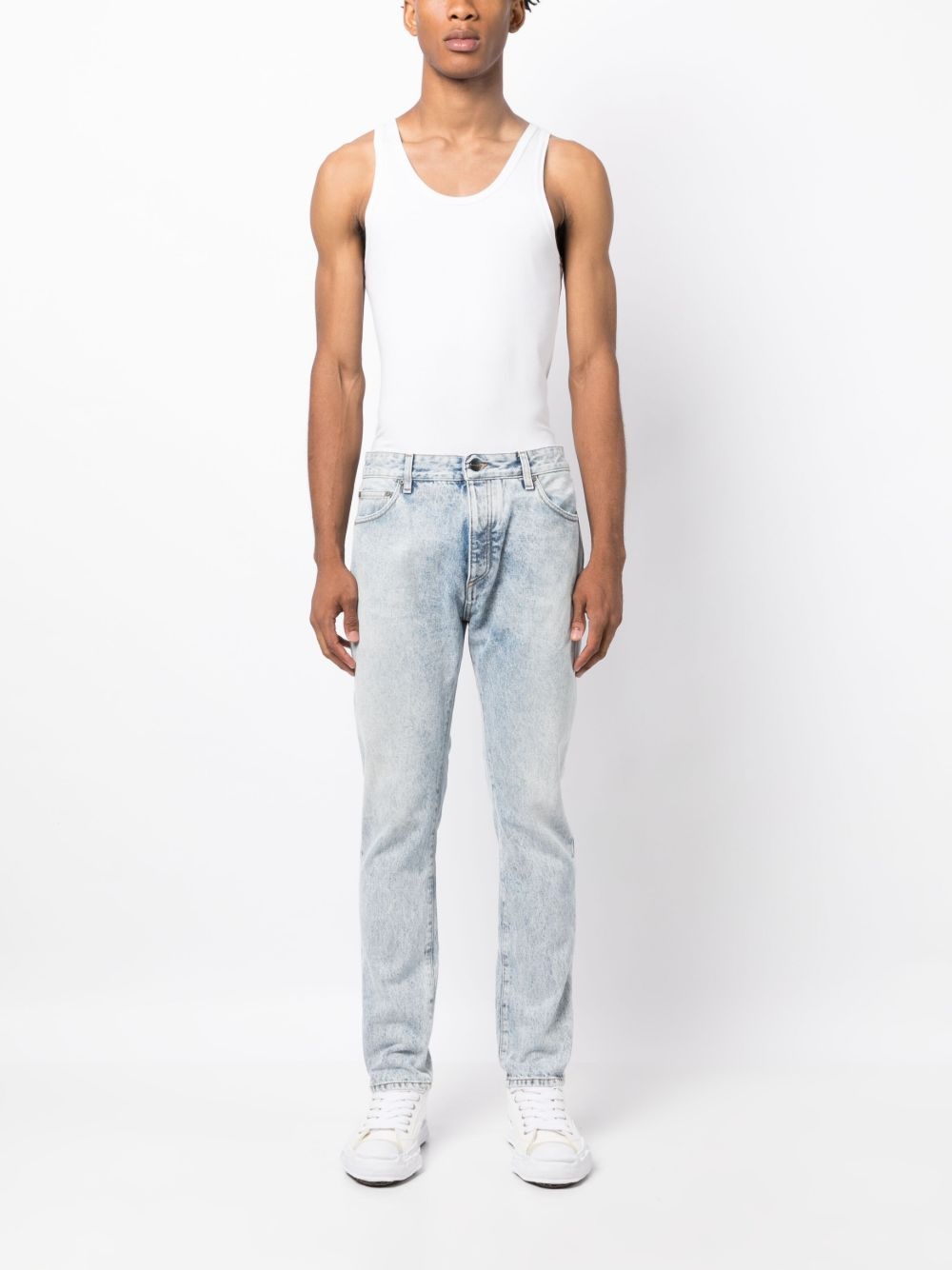 curved-logo print jeans - 3