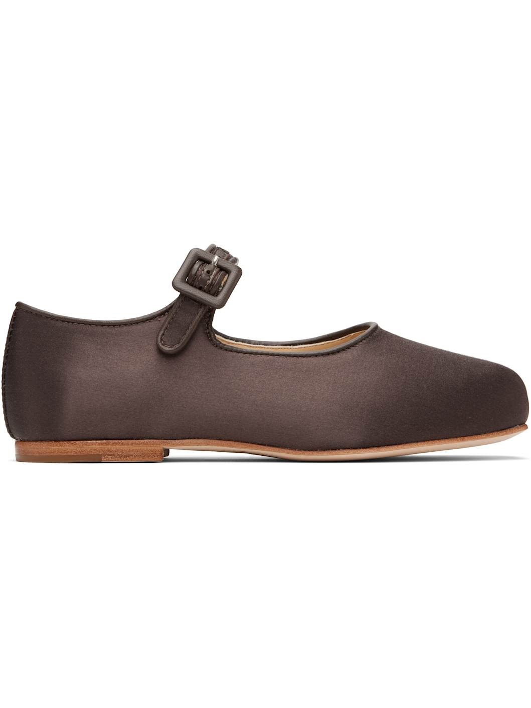 Brown Mary Jane Pointe Ballerina Flats - 1