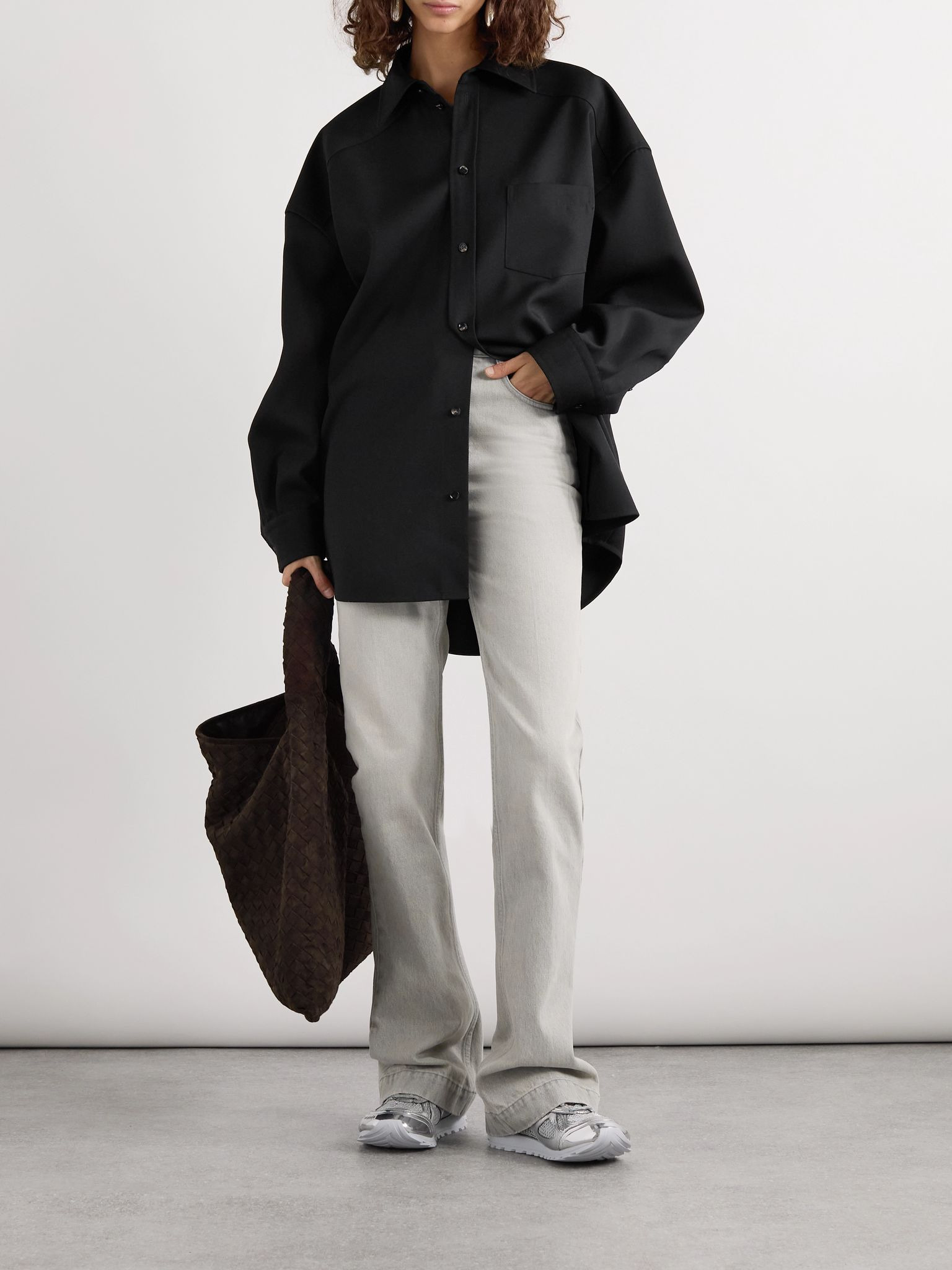 Wool-twill shirt Black - 2