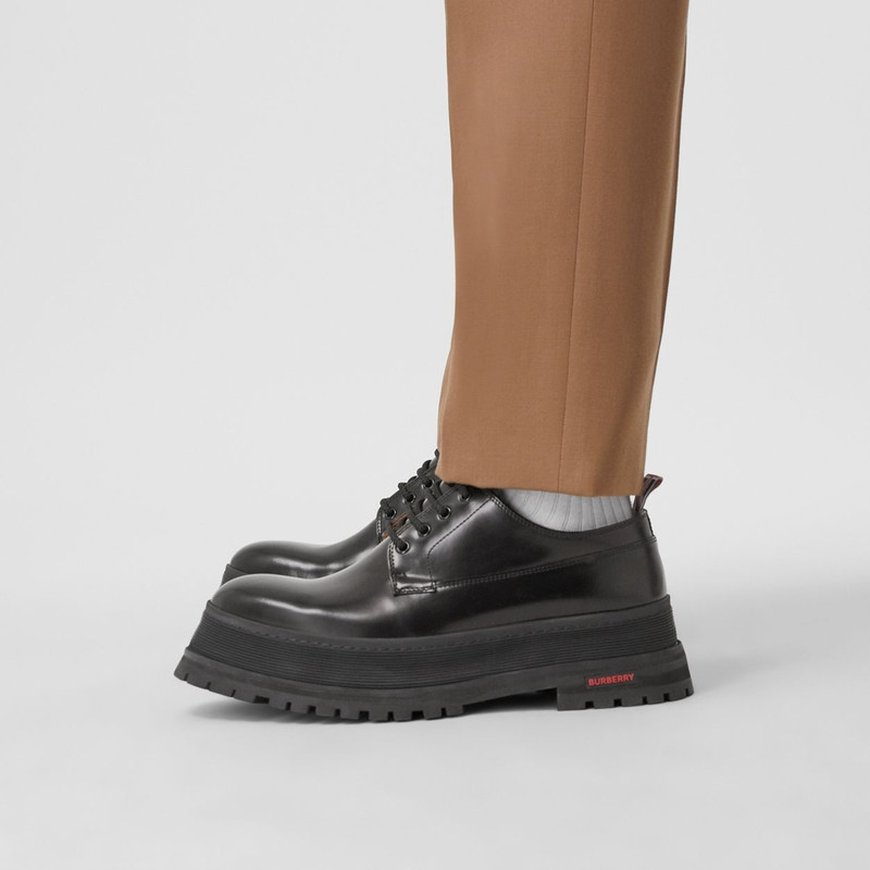 Logo Detail Leather Derby Shoes 5