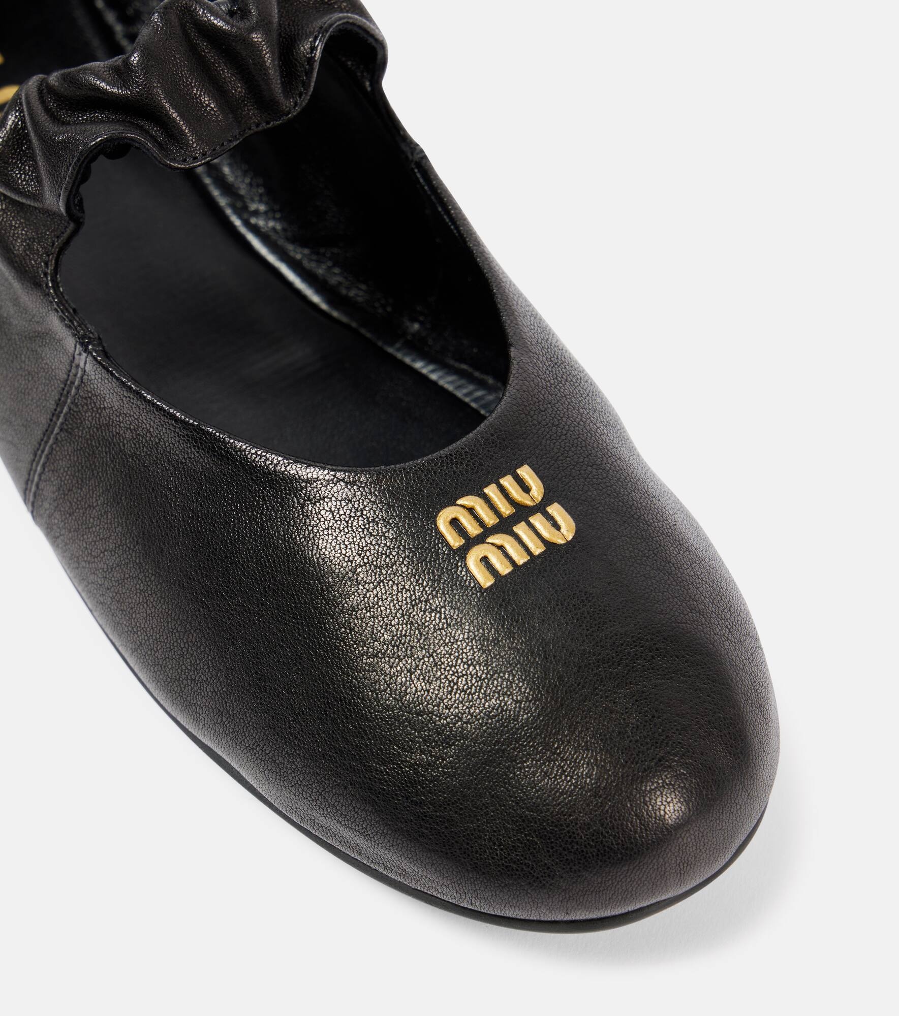 Miu Miu Logo leather Mary Jane flats | mytheresa | REVERSIBLE