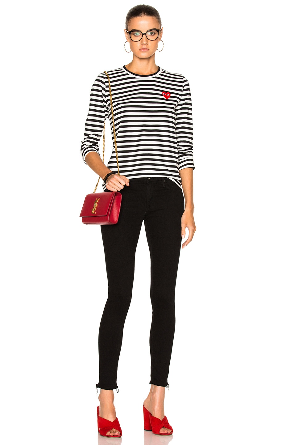 Cotton Red Emblem Stripe Tee - 5