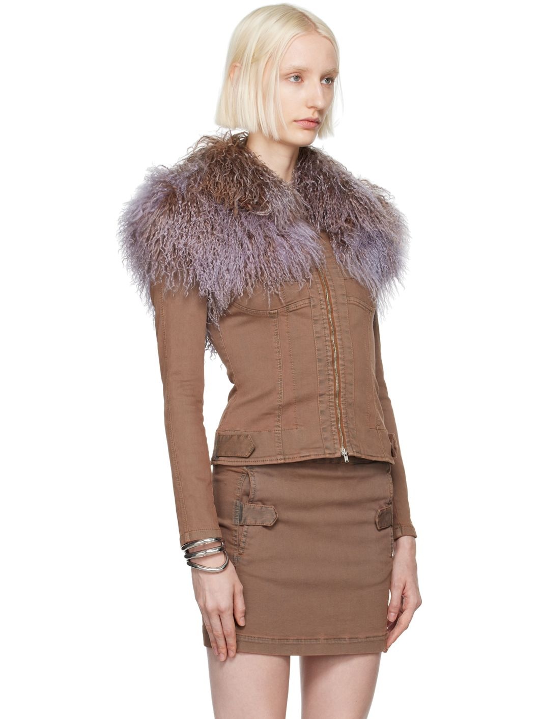 Brown Shiv Shearling Denim Jacket - 2