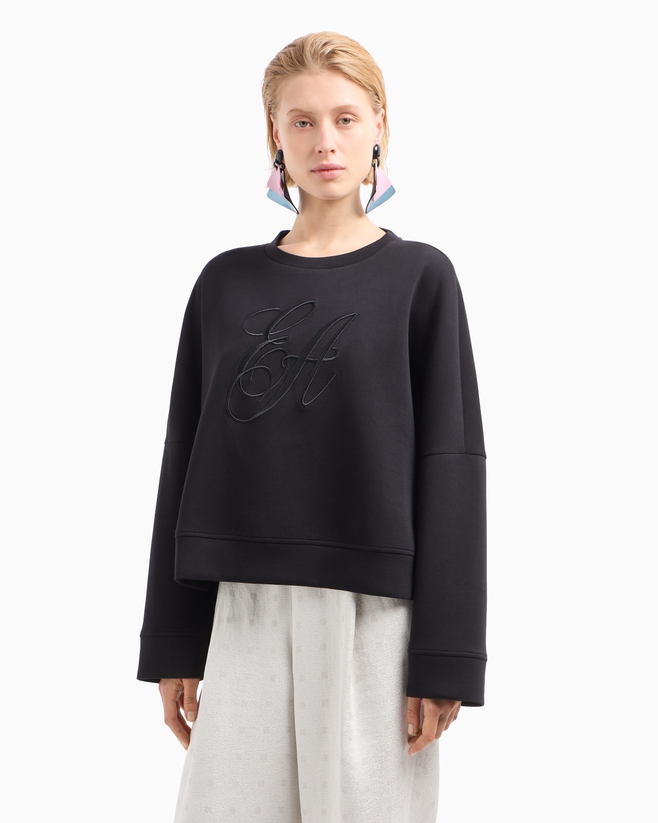 DOUBLE-JERSEY SWEATSHIRT WITH OVERSIZED LOGO EMBROIDERY - 2