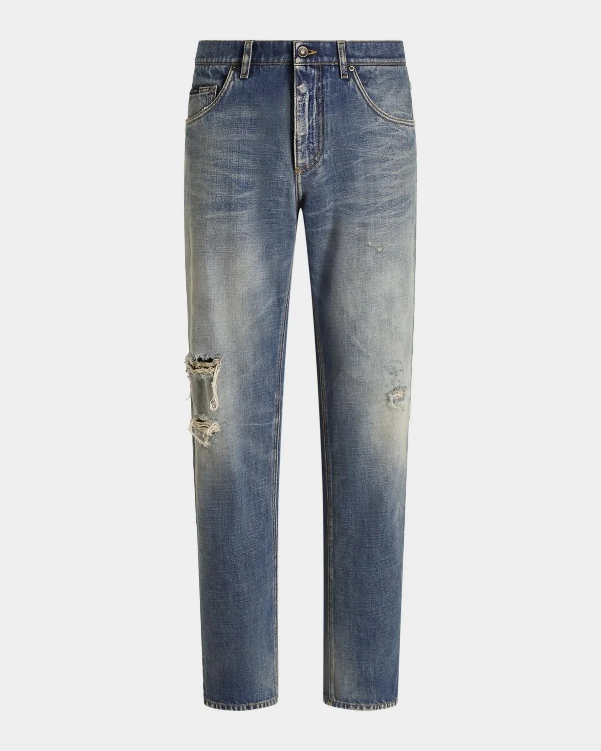 Men's Knee-Rip Straight-Leg Jeans - 1