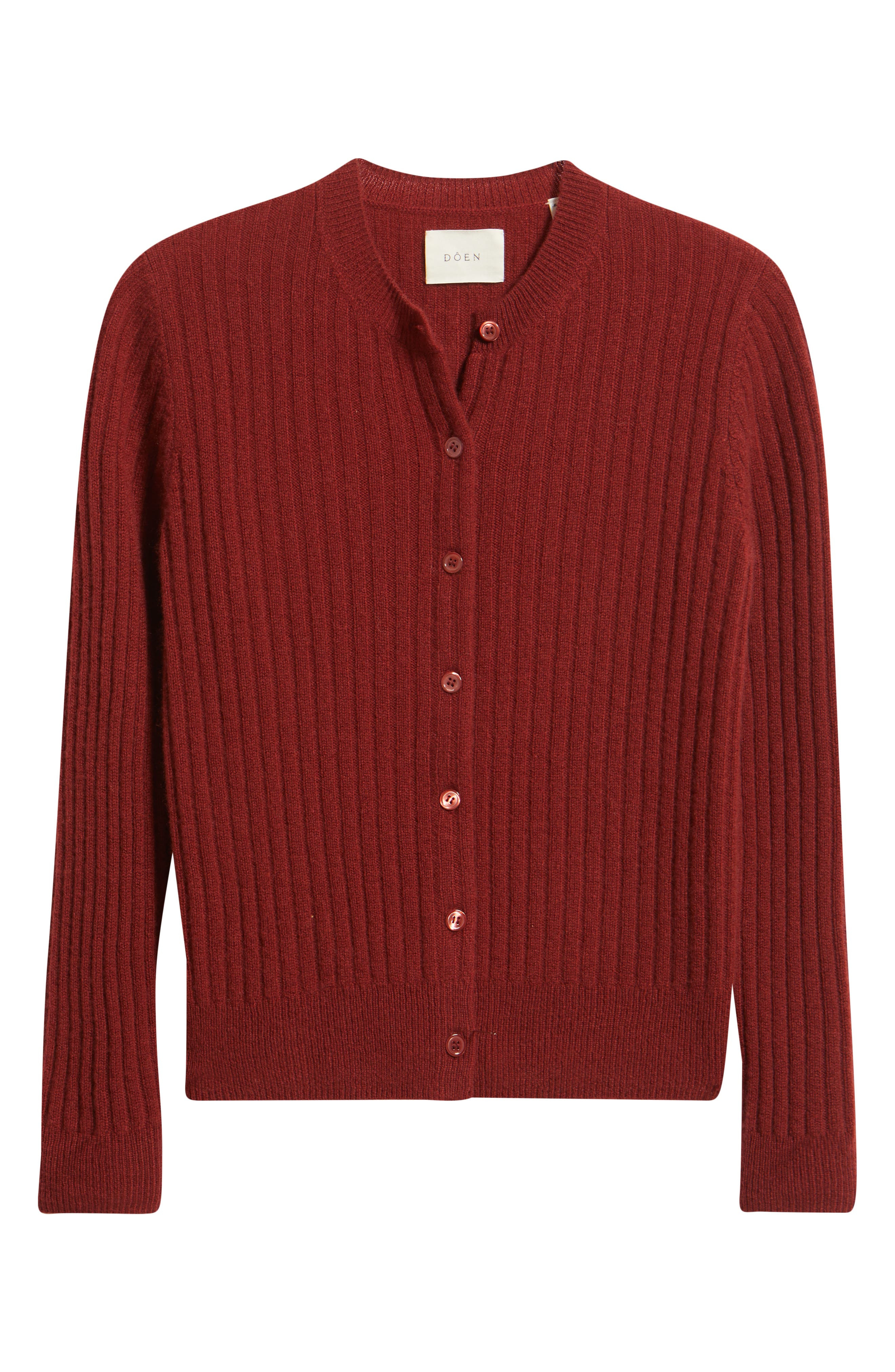 DÔEN Danae Rib Cashmere Cardigan in Malbec at Nordstrom - 5