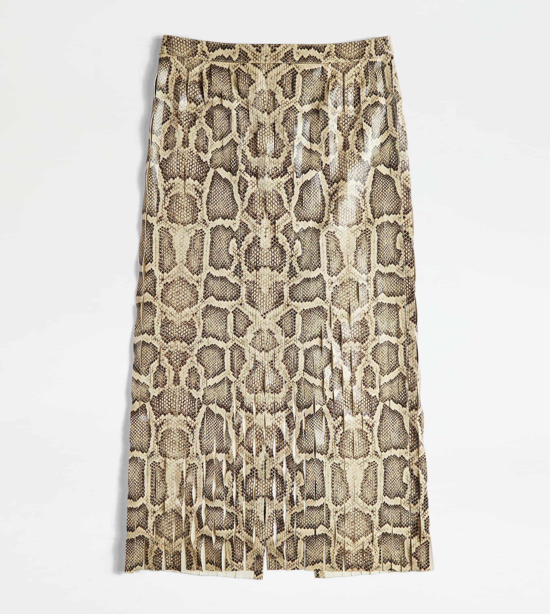 MIDI-SKIRT IN REPTILE PRINT LEATHER - BEIGE, BLACK - 1