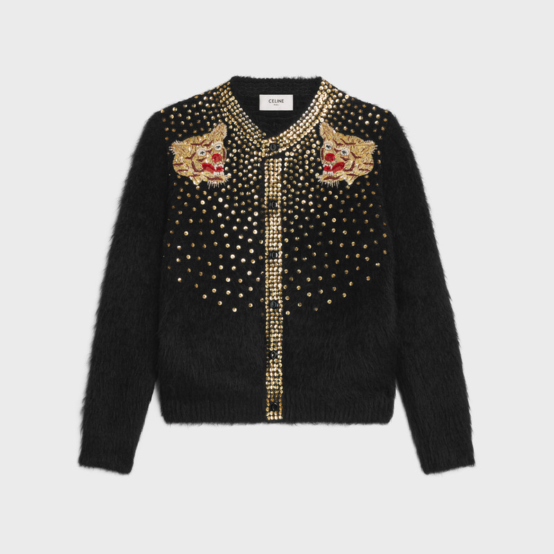 embroidered cardigan in brushed alpaca 1