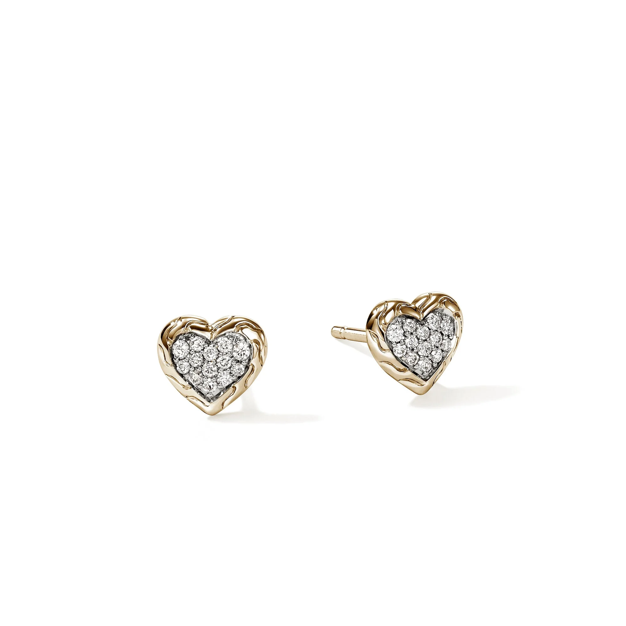 JH Essential Heart Stud Earrings, Gold, Diamonds - 1